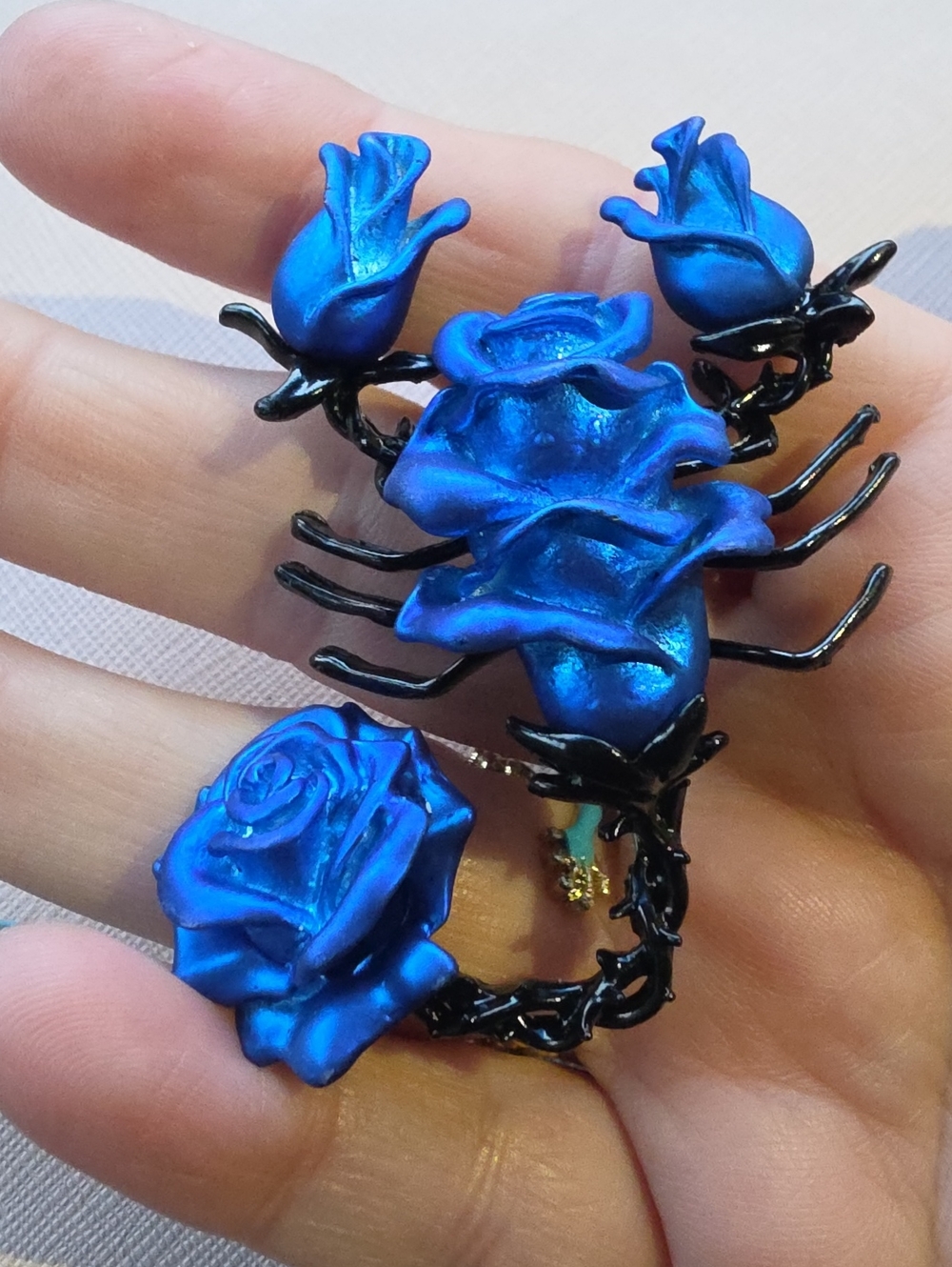 A74- Blue Rose Scorpion Brooch/ Pendant Combo
